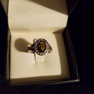 Coffee brown cz stone ring